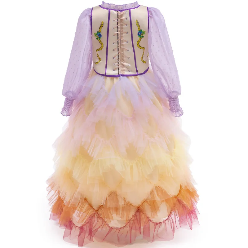 Kid Girls Lucy Gray Baird Version Cosplay Lavender Fancy Dress Hunger The Ballad Costume Halloween Ruffles Cake Skirt Corset Top