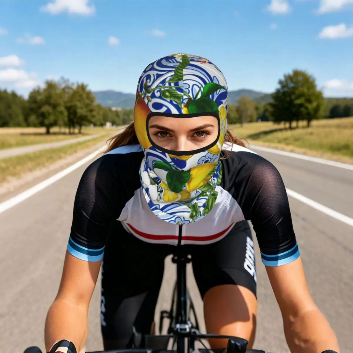 Lemon On Blue Tile Breathable Thin Balaclava Full Face Mask Sun Protection Neck Gaiter For Motorcycle Cycling Fishing Outdoor