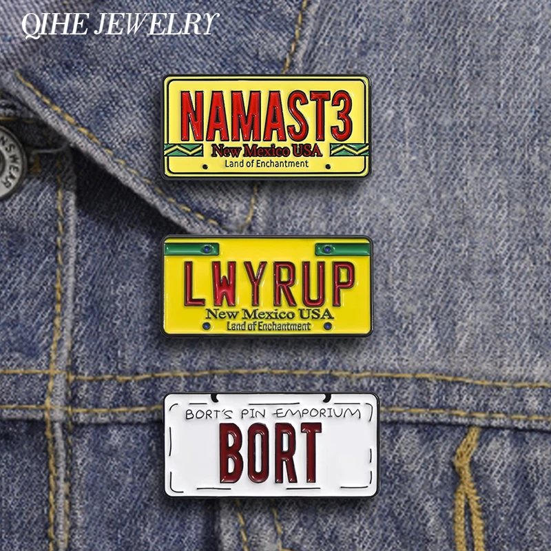 Kreative Straßenschild Brosche Emaille Pins New Mexico USA Metall Broschen Rucksack Revers Abzeichen Modeschmuck Geschenk für Freunde