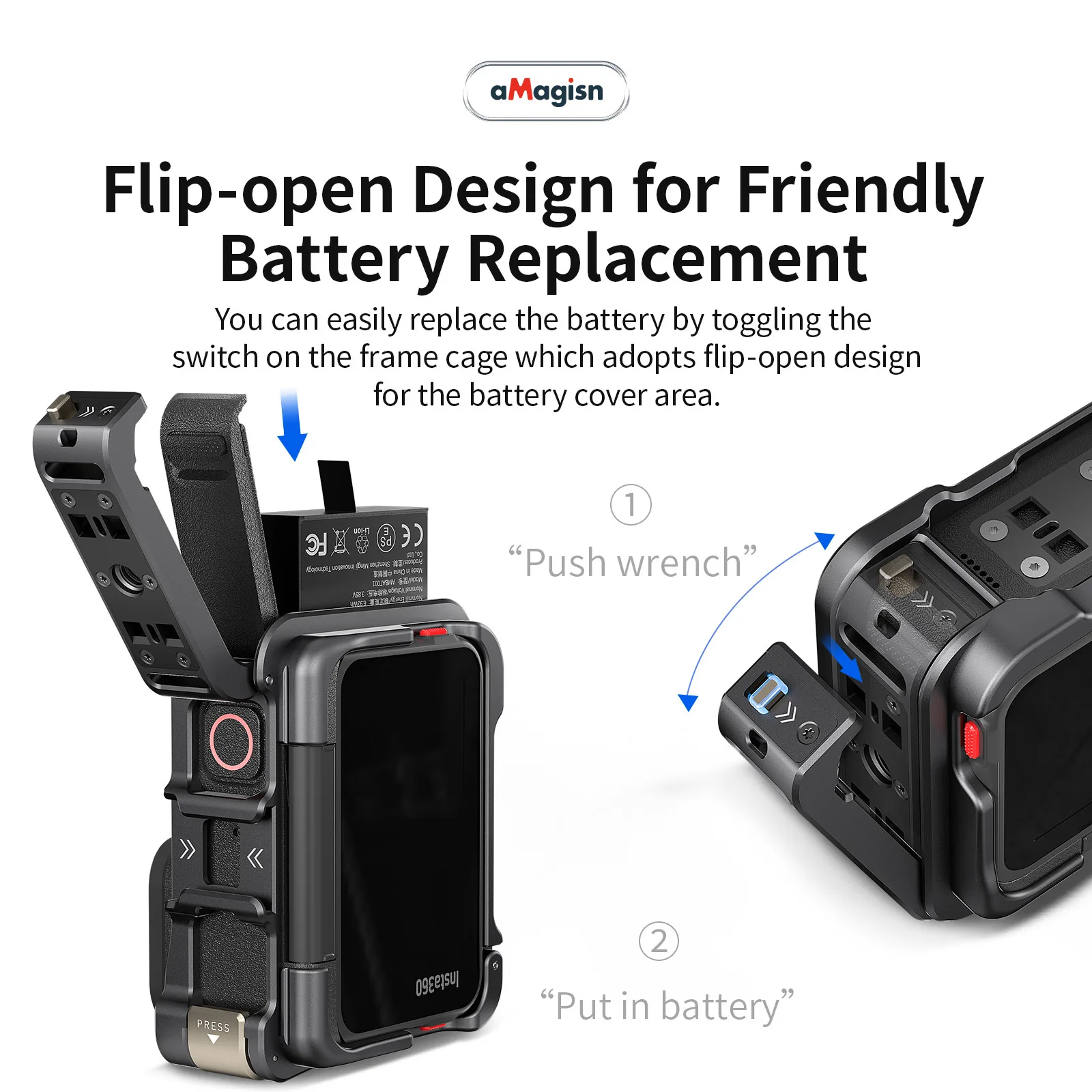 โลหะกรงกระต่ายสําหรับ Insta360 Ace Pro2/Ace Pro/Ace QUICK RELEASE กรอบป้องกันสําหรับ Insta360 Ace อุปกรณ์เสริม