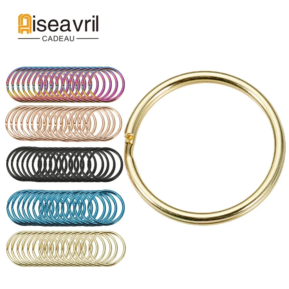 100pcs Stainless Steel Key Rings 20/25/28/30/35mm Round Flat Line Split Rings Keyring for Jewelry Making Keychain DIY Findings