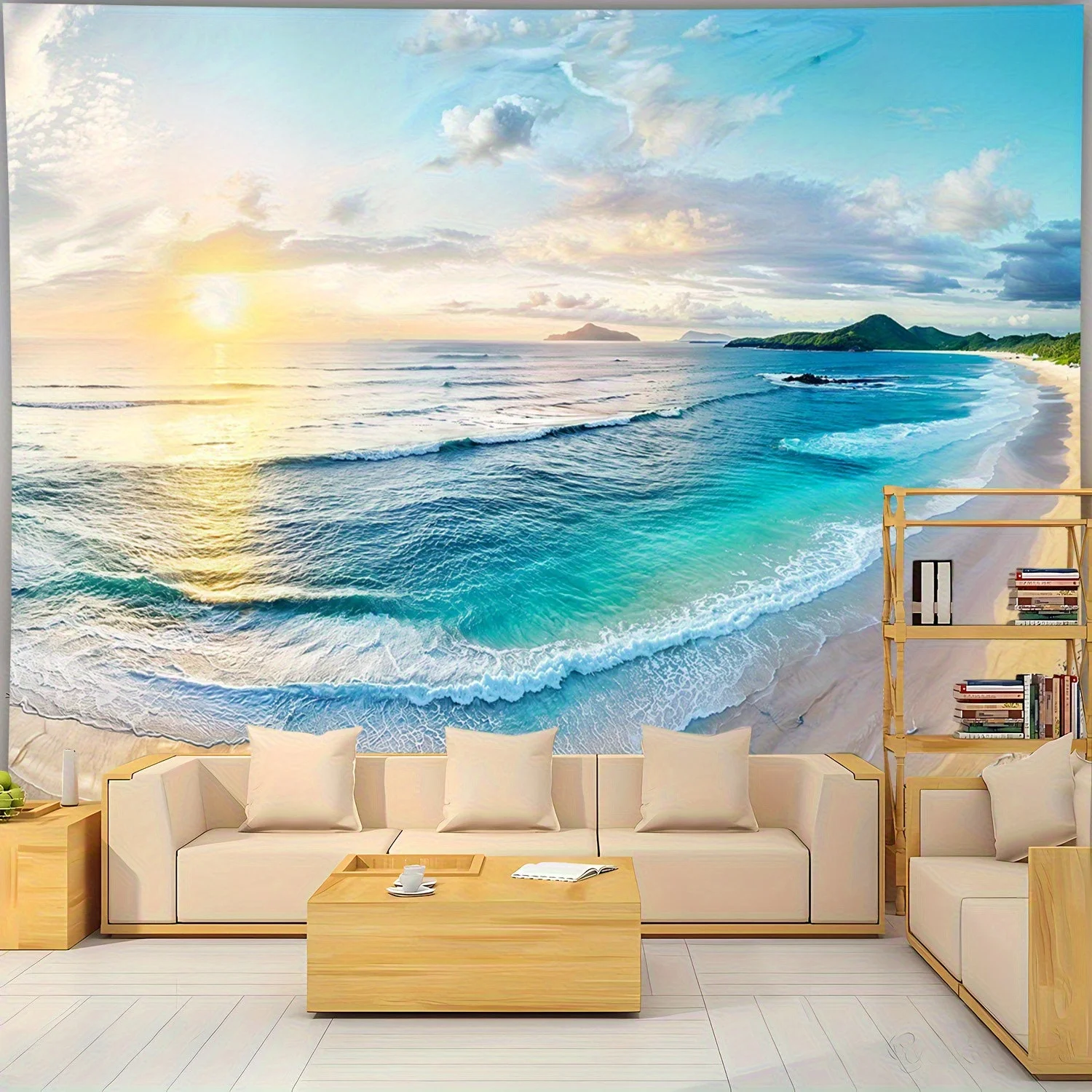 VIKAMA Seascape Tapestry Ocean Sunset Landscape Decorative Tapestry Landscape Orientation Living Room Bedroom Office Wall Decor