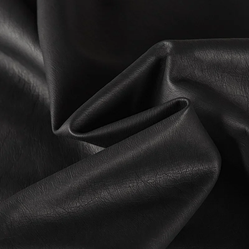 Faux Leather Fabric Retro PU Leather Matte Dark Black Designer Fabric Wholesale Cloth Diy Sewing Fabric Material