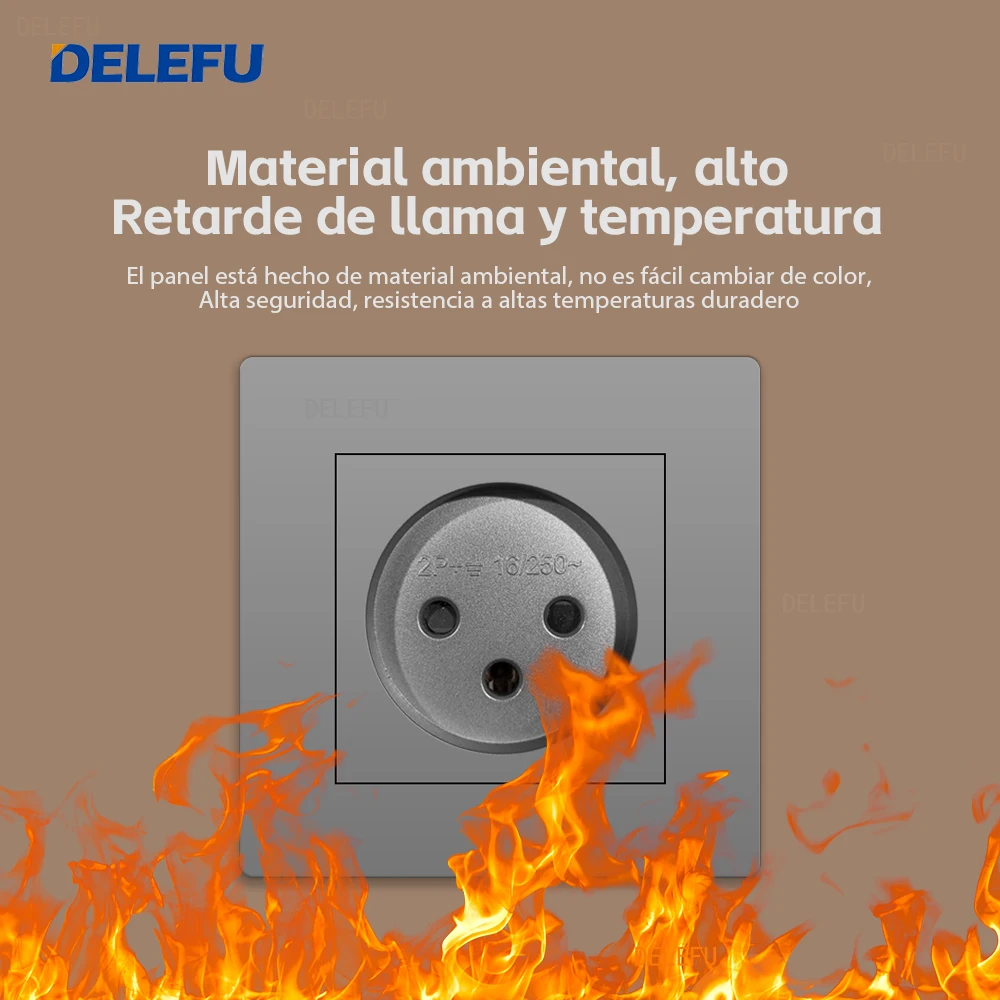 DELEFU Alev Geciktirici PC Paneli 86mm Gri İsrail Standart USB Tip C Hızlı Şarj Duvar Soketi Anahtarı TV Telefon CAT5 CAT6