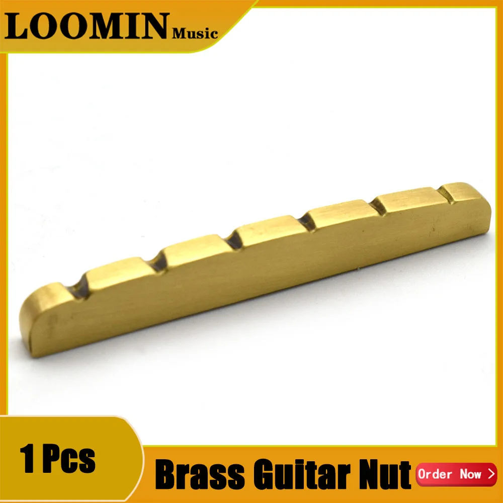 6-saitige 42,5 mm Gitarrenbrückenmutter für E-Gitarre, geschlitzter Messingmutter, ST-Gitarrenzubehör