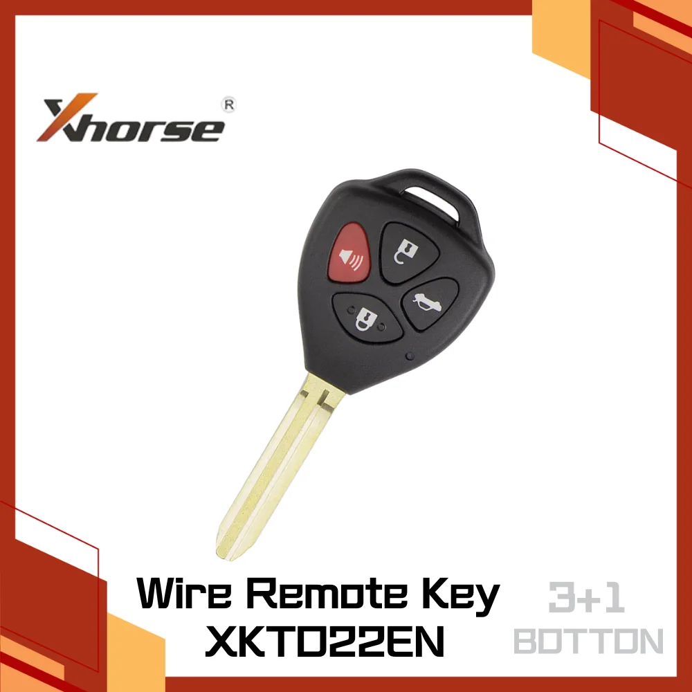 Xhorse XKTO22EN 2ndGeneration Wire Remote Key Flat 4 Buttons Triangle