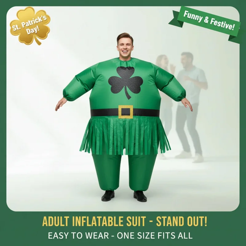 

❥SHENTON ✿SHENTON Adult St. Patrick's Day Inflatable Costume Green Funny Fat Suit for Men Women Unisex✿✿✿L&✿