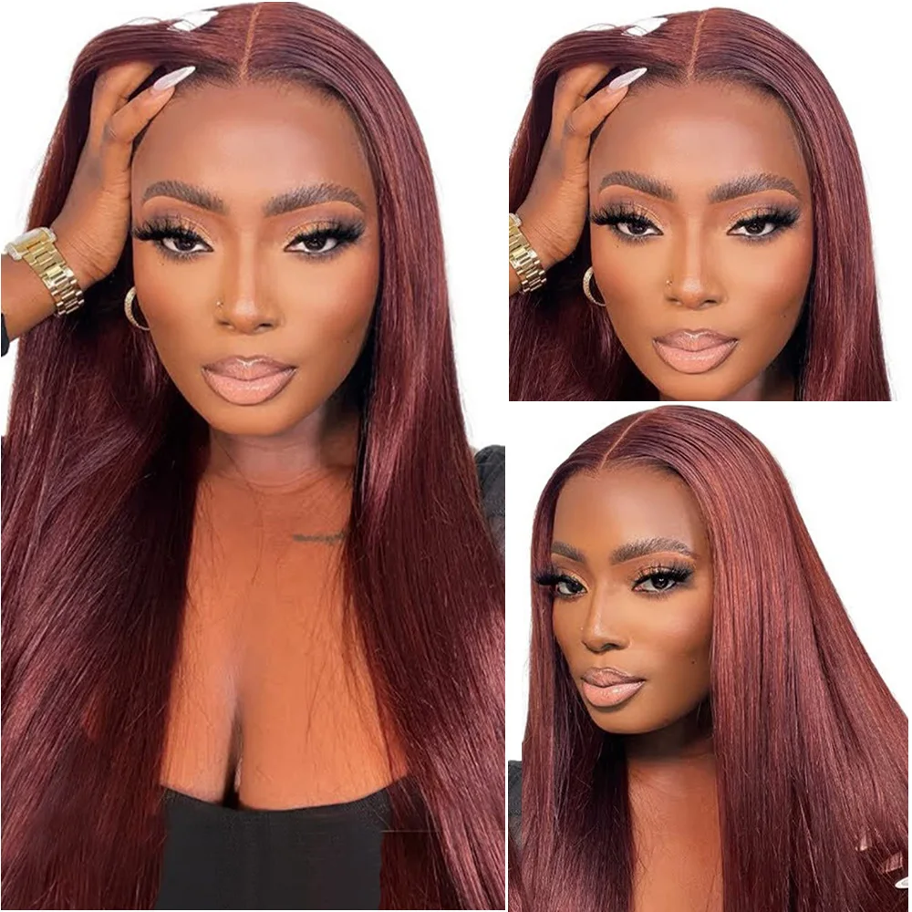 بورجوندي 13x6 HD الدانتيل الجبهة 100% باروكة من شعر طبيعي 13x4 الدانتيل الشفاف الجبهة العظام شعر مستعار مستقيم للنساء 200 220 الكثافة 99J شعر مستعار