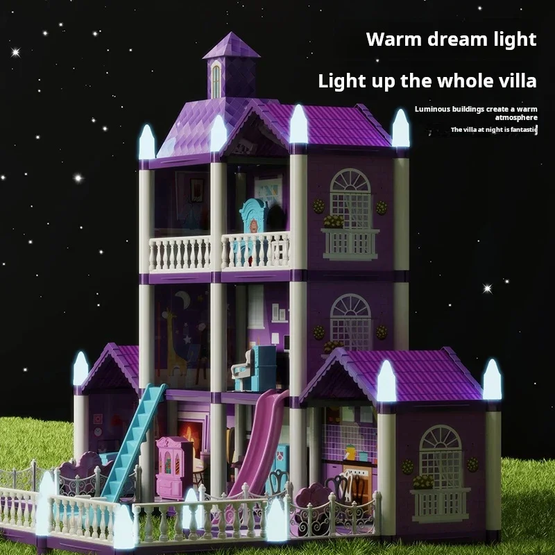 Castillo de princesa DIY, Villa luminosa, casa de muñecas de juguete para niñas, modelo de juego para niños, juguetes para niños, regalos de navidad