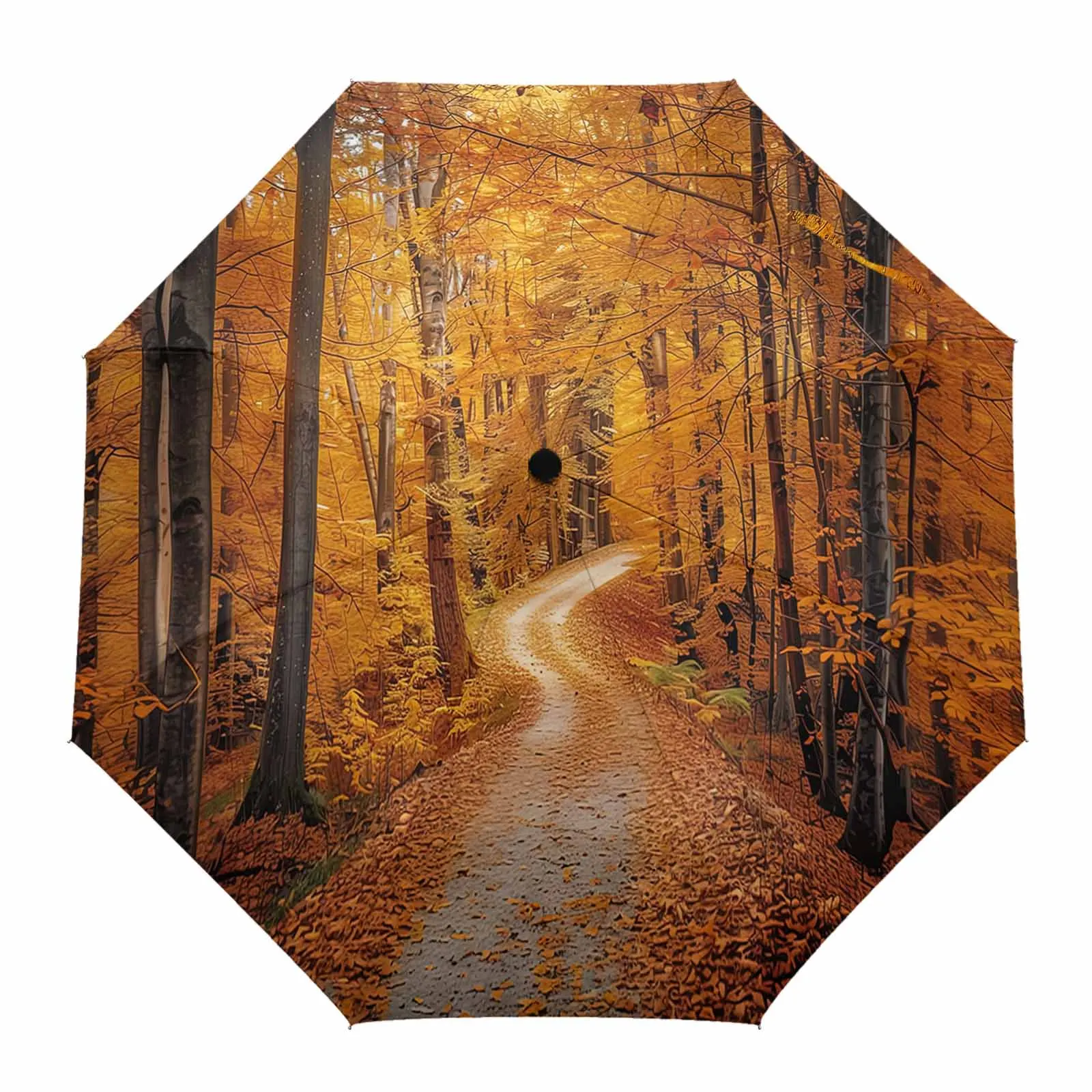 Autumn Sunset Forest Outdoor Printed Rain Umbrella for Women Fully-automatic Foldable Sun Umbrella Beach Umbrella