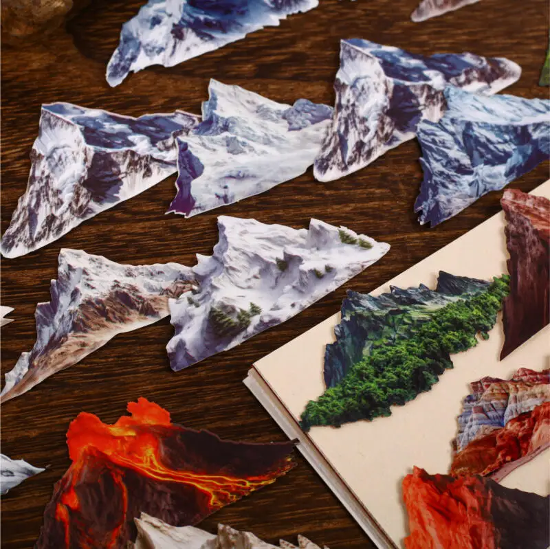 

Card Lover 16 Pcs [Hill Series] Hard Card Stickers Ice Cliff Stone Desert Designs Journal Scrapbooking Journaling Stationery