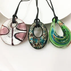 3PCS Glass Murano Lampwork Pendant Necklace For Women Mix Colors Chinese Style Different Shape  Jewelry Gift