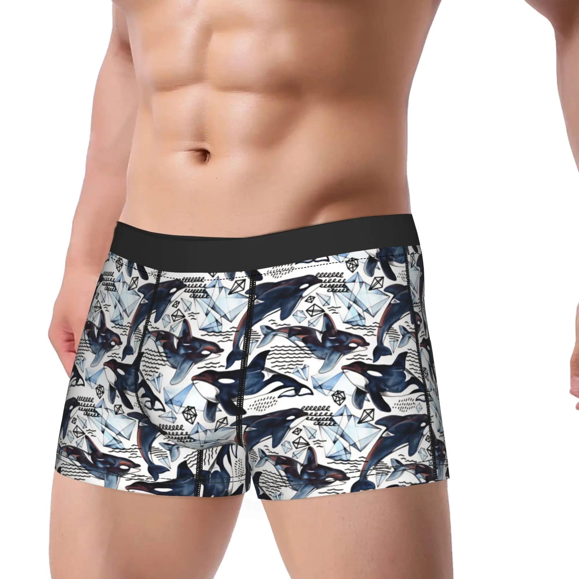 Killer whale seamless pattern Underwear  Custom Boxer Shorts Trenky Men's Panties Comfortable Boxer Brief Birthday Present