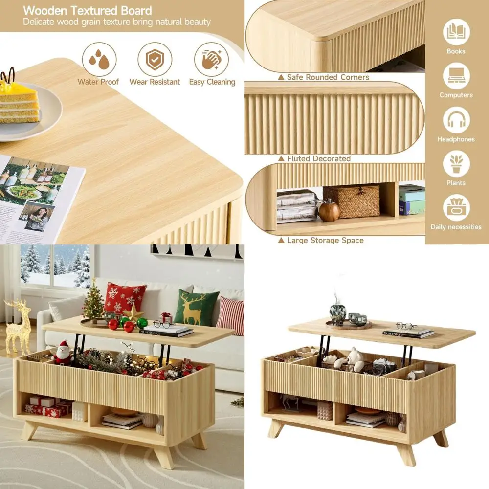 

Журнальный столик в стиле Mid-Century Modern с подъемной крышкой и местом для хранения, подходит для гостиной, офиса и природной среды