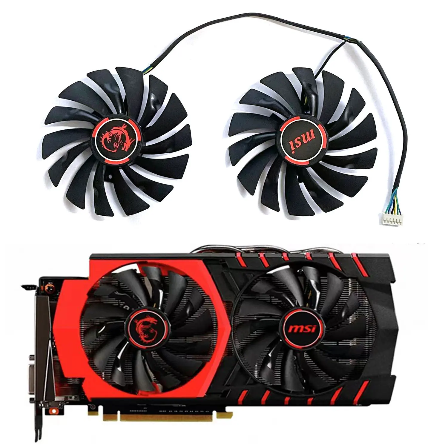 95Mm Pld10010s12hh 6pin Grafische Videokaart Koeler Ventilator Voor Msi Gtx970 Geforce Gtx 970 Gaming Dubbele Ventilatoren Dubbe