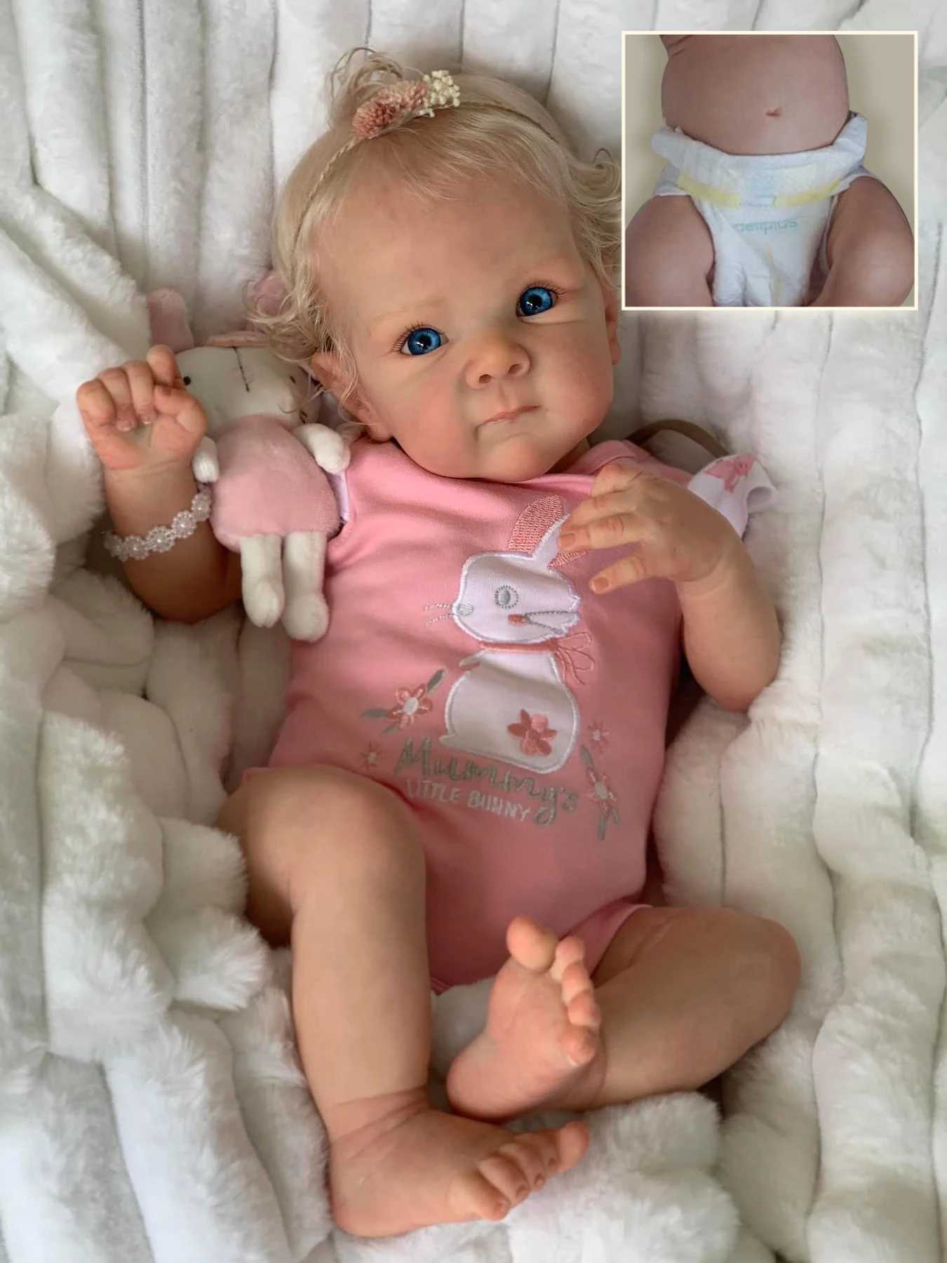 NPK 18inch Reborn Baby Bettie Full Body Newborn Doll Lifelike Cuddly Baby Multiple Layers Painting 3D Skin with Hand Root Hair