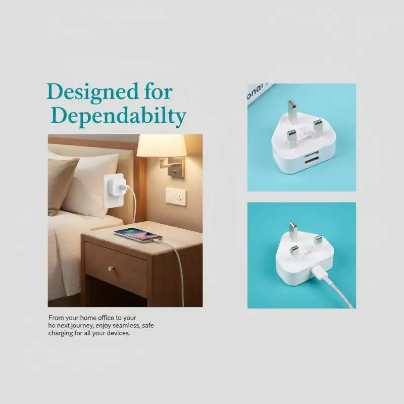 UK Plug Adapter 3 Pin Wall Charger Dual USB 1 Port 2 Port Safe Fast Charging for Smartphones Tablets Office