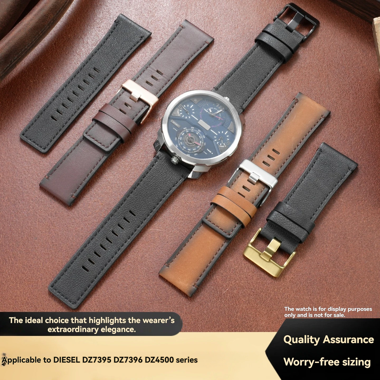 26mm, 28mm, 30mm Large Genuine Leather Straps for Men's Friday Watches  for Diesel DZ4290, DZ7395, DZ4344, DZ7257, DZ4197