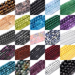 Natural Stone Beads Tiger Eye Amazonite Lava Turquoises Agates Jaspers Apatite Spacer Beads For Jewelry Making DIY Bracelet