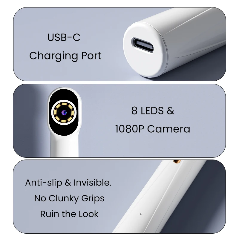 Handheld WIFI Endoscope Video Camera 8LEDs Photo Capture Digital Wireless Inspection Borescope USB-C Charging For Smart Phones