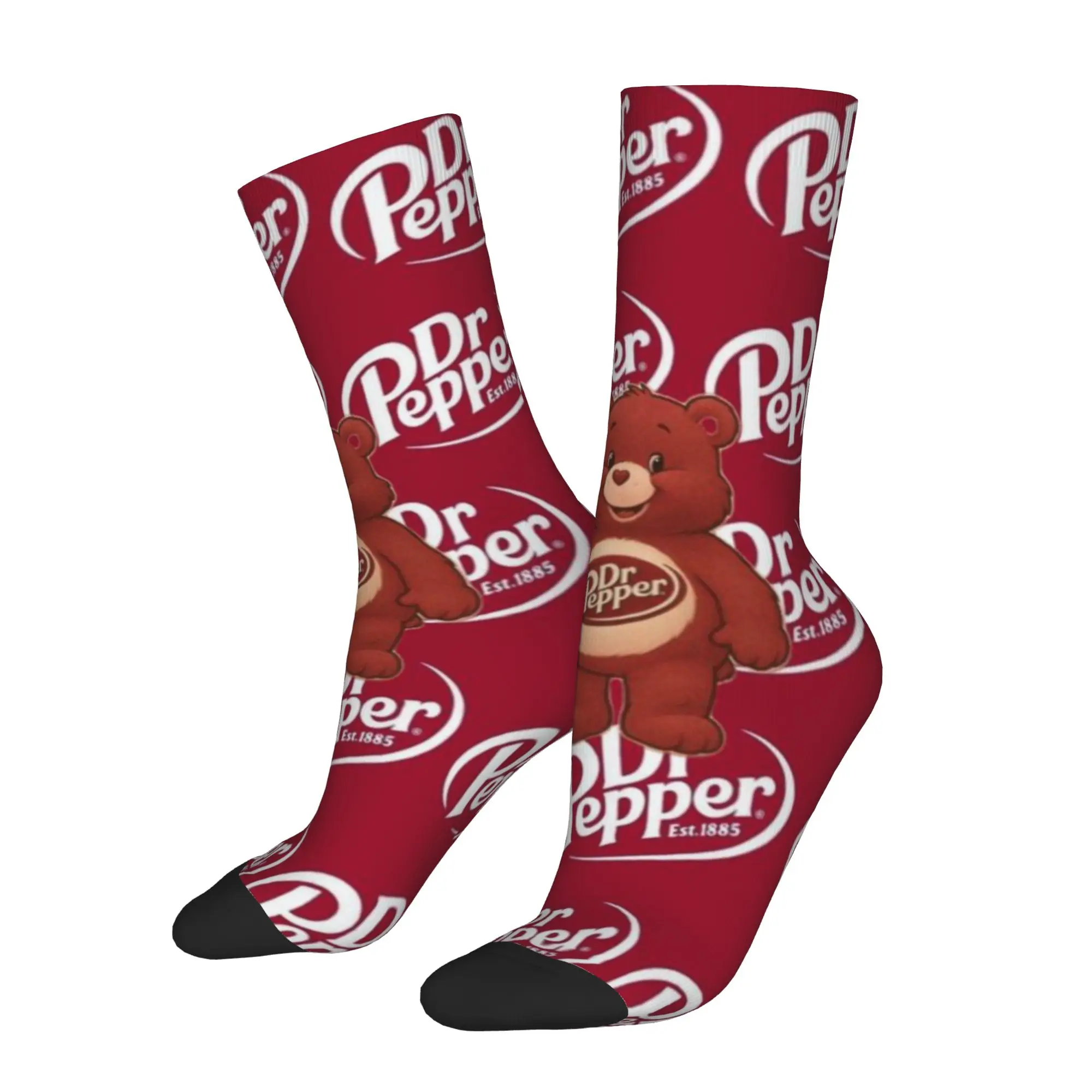 1 Pair Funny Sock Dr Pepper Red (8) Vintage Quality Pattern Printed Men Crew Socks Novelty Men's Socks