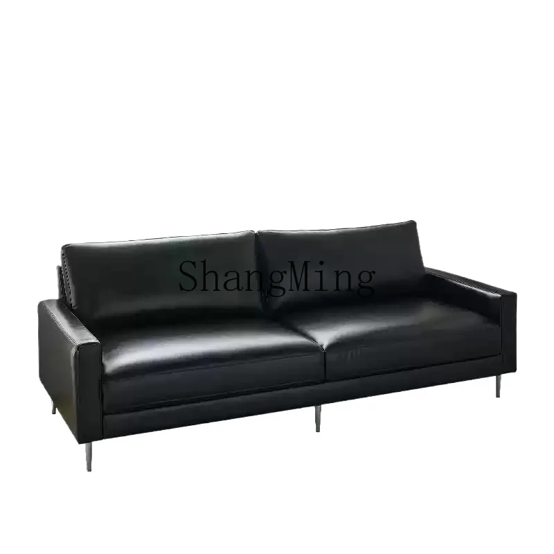 

HJ retro texture leather sofa simple black living room business technology leather