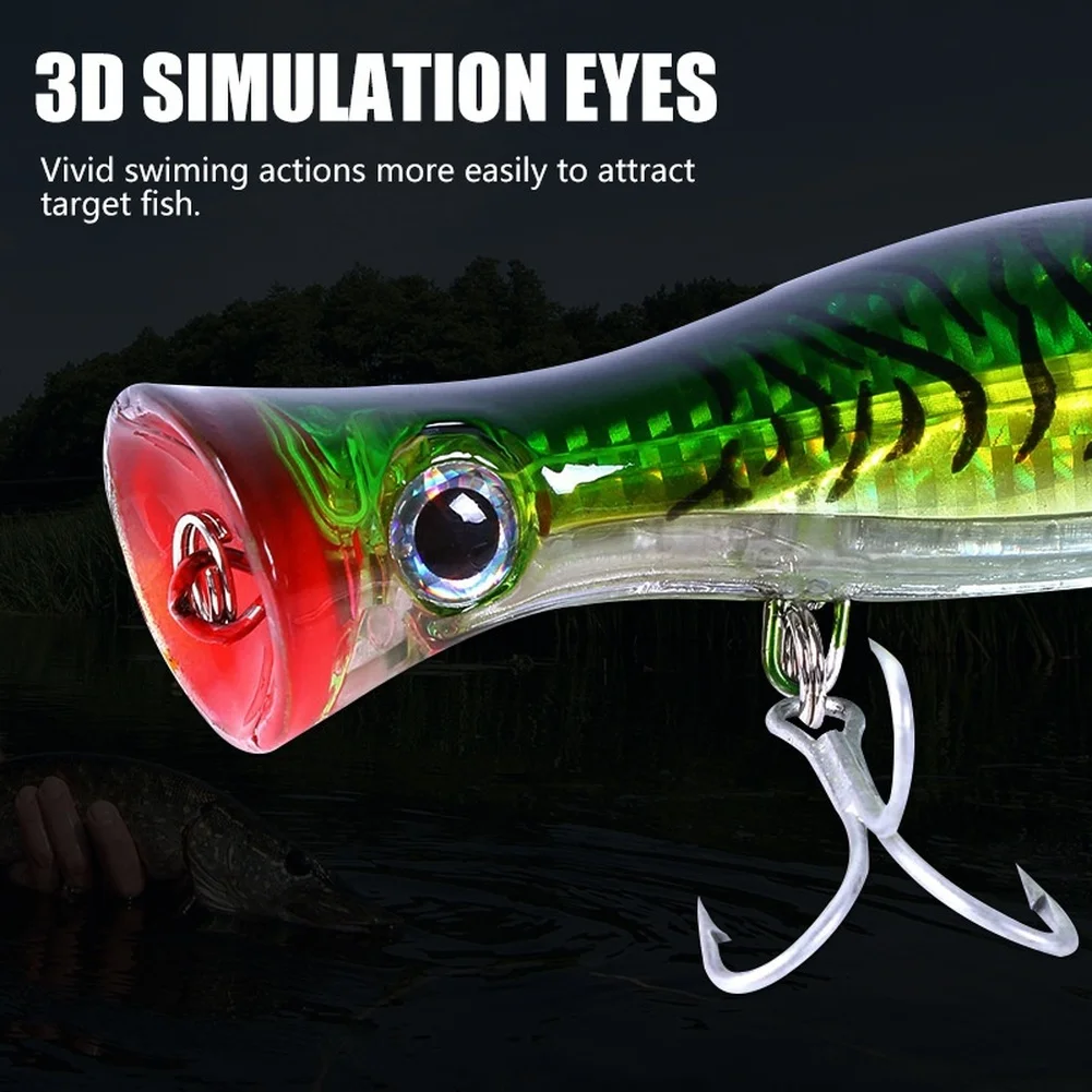 Floating Crankbait Topwater Popper 3D Lifelike Eyes Clever Lip Design Built-in Steel Rattles Pointed Blood Trough Hook