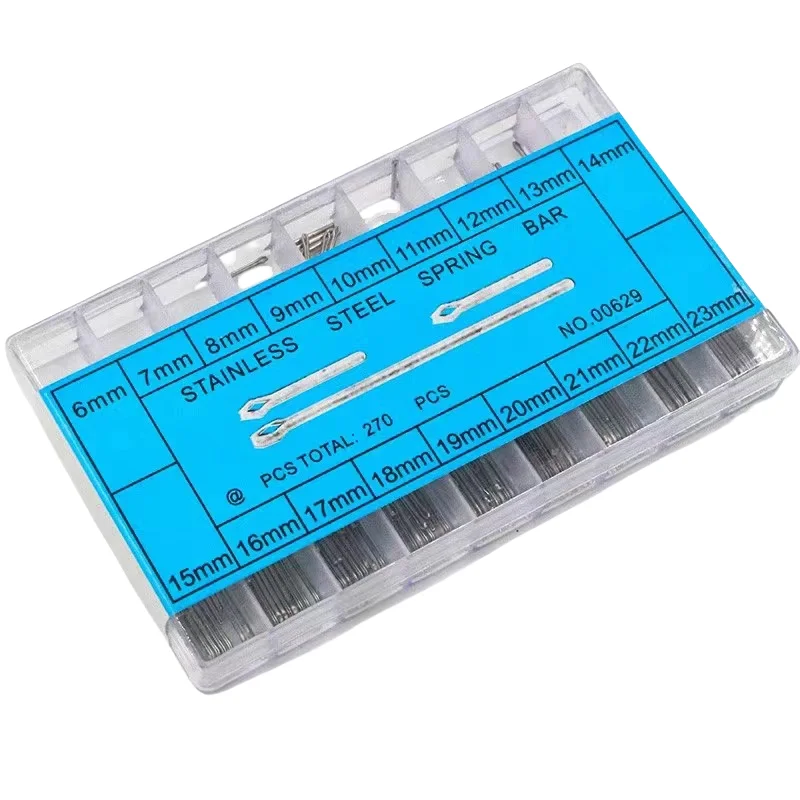 Pasadores divididos para correa de reloj, caja de acero inoxidable, pasadores de enlace, barra de algodón, surtido de herramientas de reparación de relojes, 360 piezas