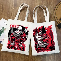 Cartoons Helluva Boss Women Shopping Bag Eco Reusable Female Tote Bag College Handbag Retro Large Ladies Shoulder Shopper Bag