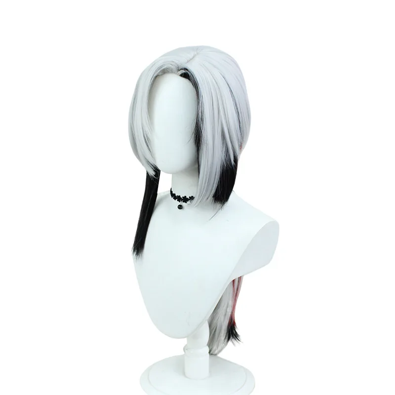 Wig Cosplay Anime Wig Cosplay Arlecchino Kualitas Tinggi Wig Cosplay Knave Fatui Rambut Sintetis Tahan Panas Hitam Putih