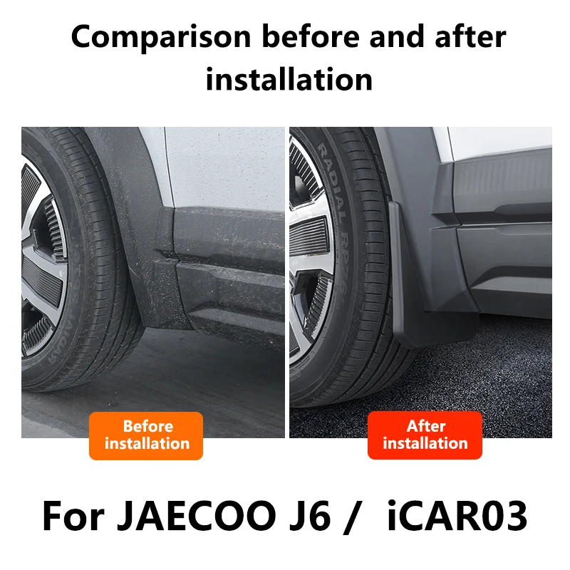 For Chery iCAR 03 Jaecoo 6 J6 EV  Accessories  iCAR03 Exterior Front Rear Mudguard Plate mudflaps splash guards fender protect