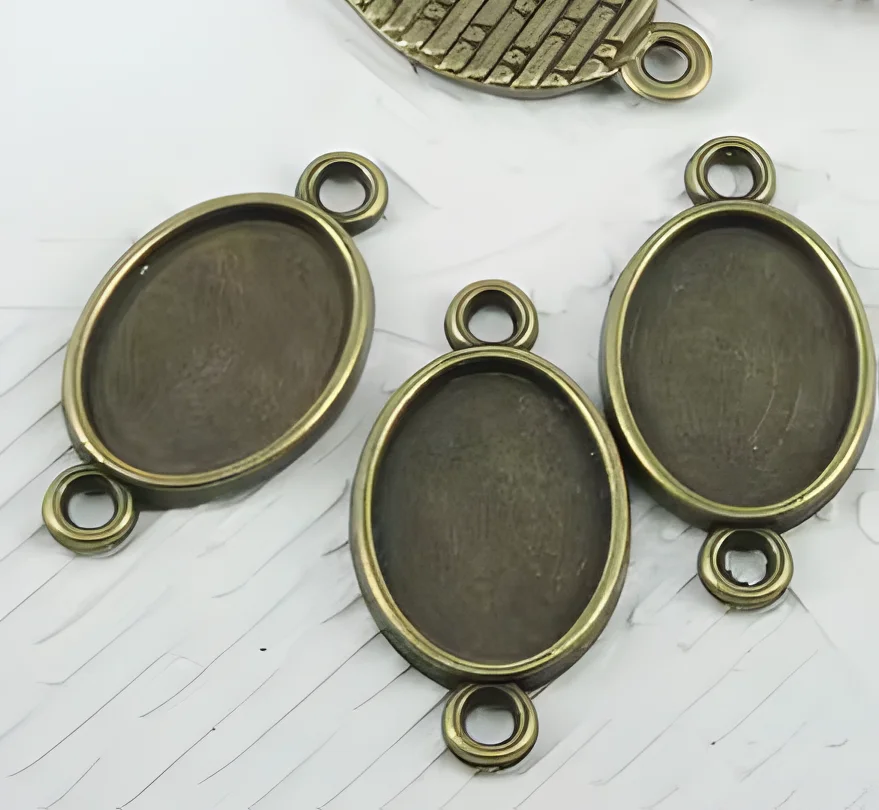

20pcs 23*12mm, hole 1.8mm Alloy antiqued bronze oval cabochon settings connector HWEF0735