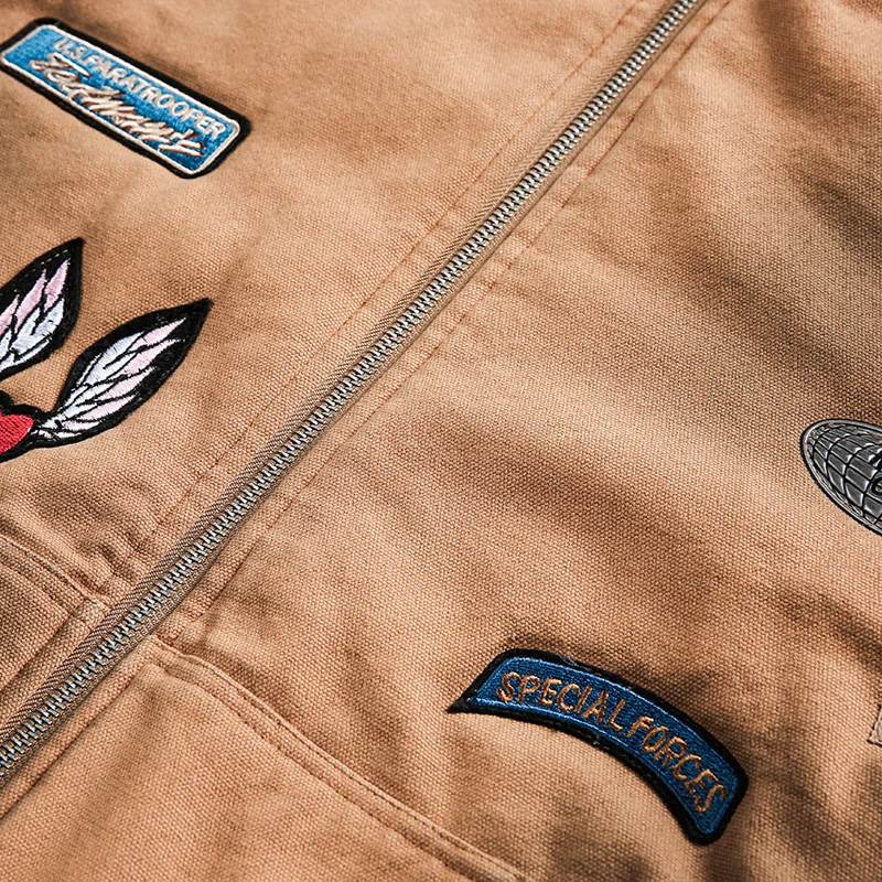 اليابانية الرجعية الأمريكية 2025 شتاء جديد مطرز مقنعين معطف القطن سترة سميكة دافئة #4