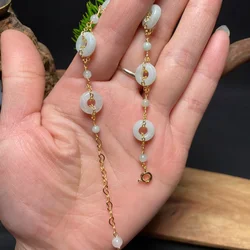 Burmese Jade Donut Bracelets Charms Jewelry Fashion Carved Bangle Bracelet Natural 925 Silver Bangles White Amulets Gifts