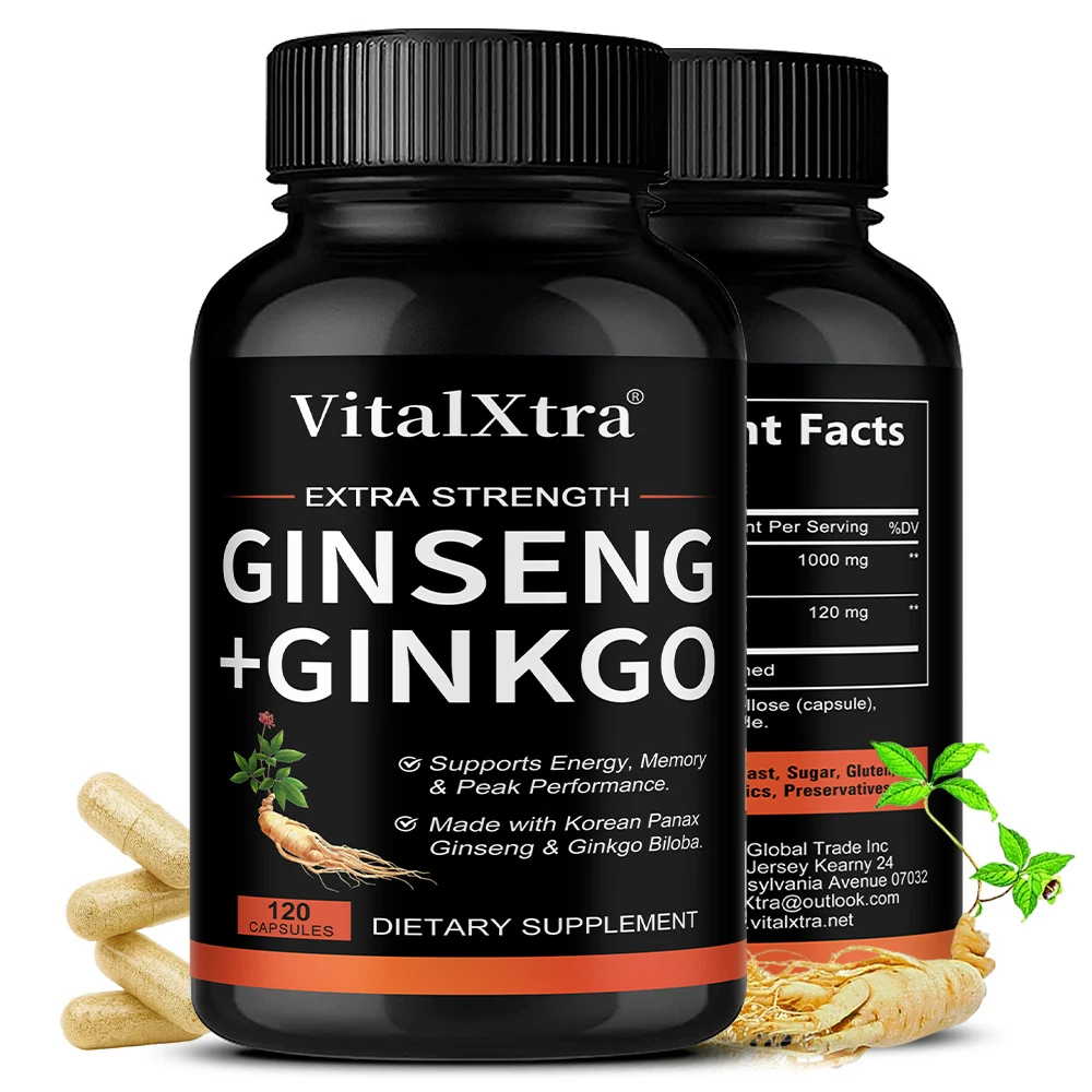 

Panax Ginseng + комплексные капсулы гинкго билоба — добавка для мужчин и женщин — повышающая энергетическая память и фокус, веганский