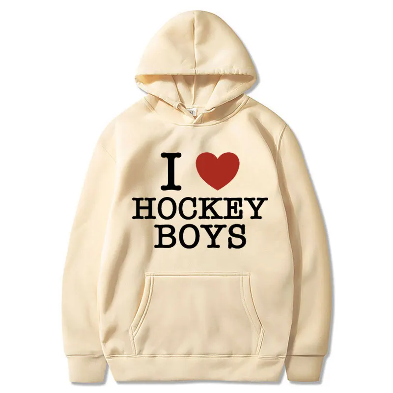 Sweat à capuche I Love Hockey Boys pour hommes et femmes, pulls chimressés, sweat à capuche décontracté Hip Hop Smile, streetwear graphique drôle