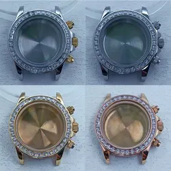 39.3mm VK63 watch case, stainless steel case, DTN color diamond bezel, suitable for 20mm strap, VK63 movement