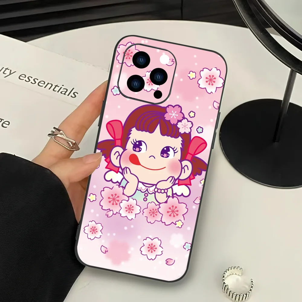 Fujiya Peko Chan Phone Case For Samsung A71 A80 Black Case A22 A53 A55 A52S A70 Black Shell