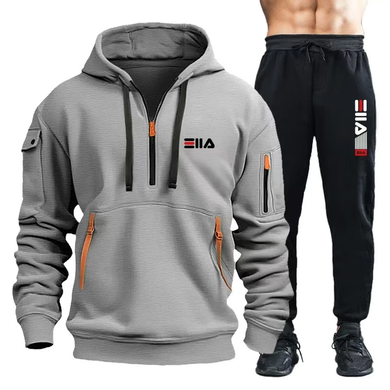 2024 Fashion Sportswear Plus Pants Sweatshirts Fleece Zipper Two Size Men\'s Set Hoodie Tracksuit Piece zipper hoodie S-3XL