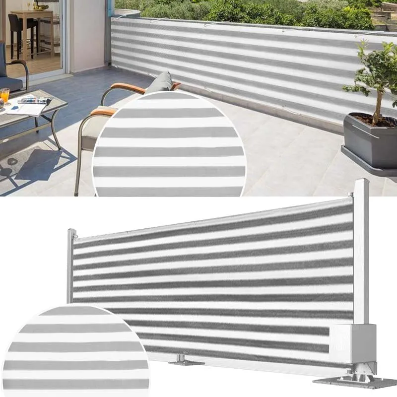Voile d'ombrage rayée en HDPE pour balcon, écran de confidentialité, clôture, filet de protection solaire pour plantes de jardin, voile d'ombrage pour terrasse, piscine, abri anti-UV