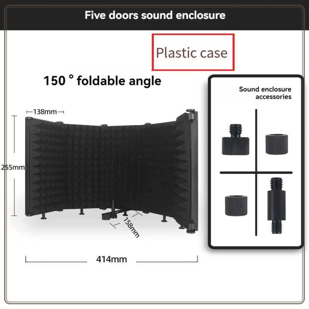 Надежный изоляционный щиток для микрофона, складной микрофонный щиток с тройной звукоизоляцией для студии звукозаписи, подкастов, пения, микрофона