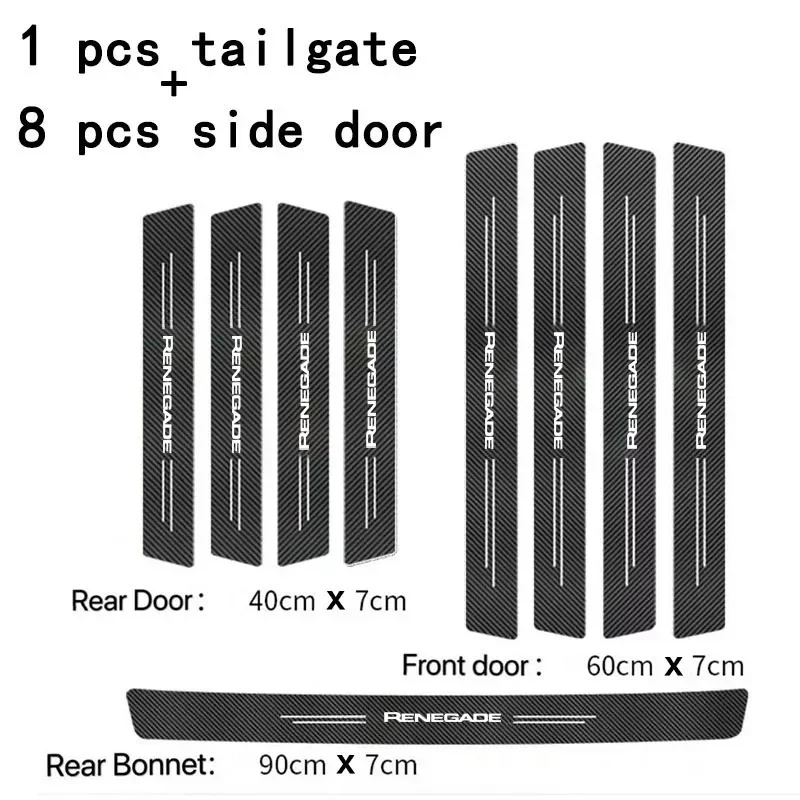 High quality Car Door Sill Carbon Fiber Sticker Threshold Side Anti Scratch Tape Waterproof Decal  For JEEP RENEGADE accessories view 6
