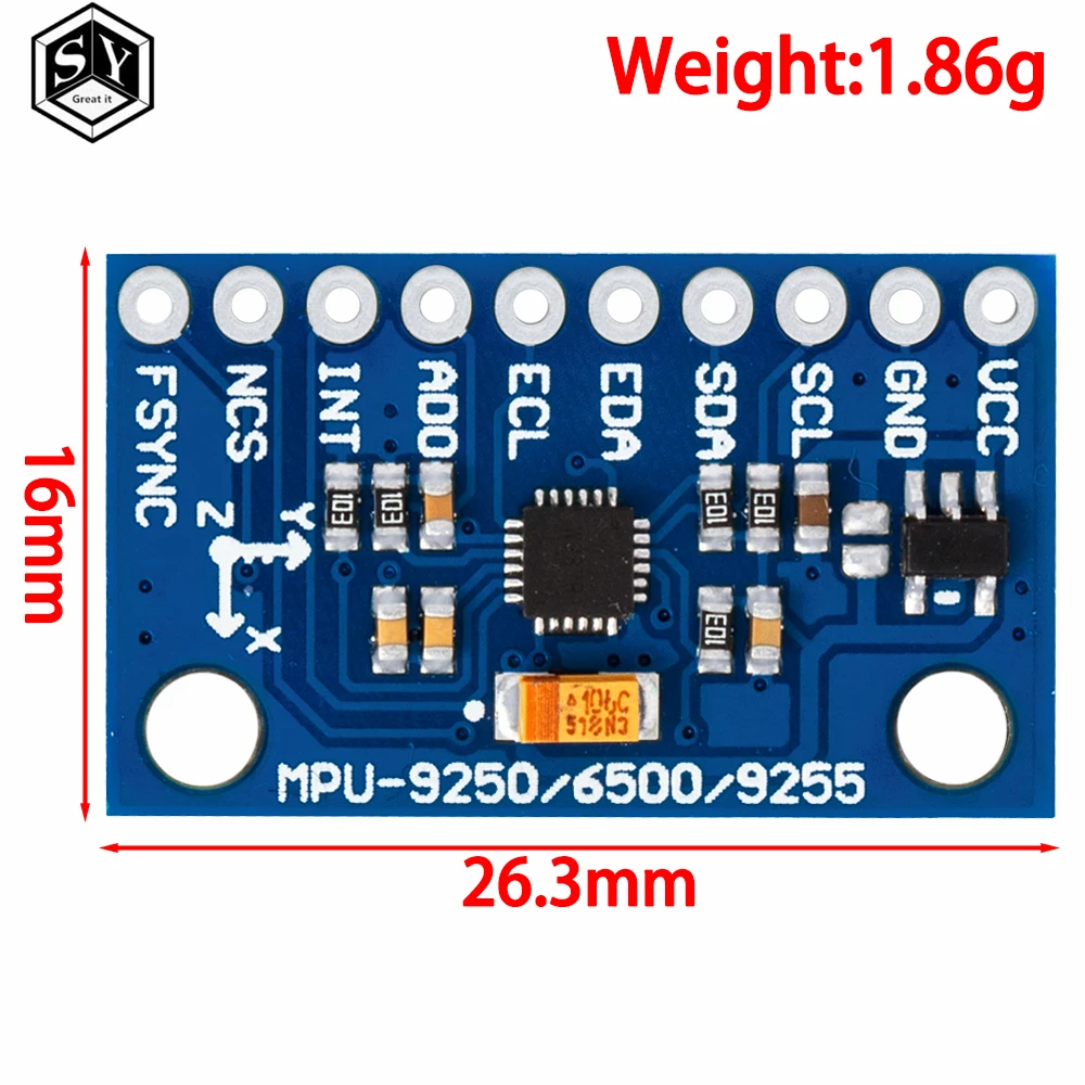 MPU-9250 GY-9250 9-axis sensor module I2C/SPI Communications Thriaxis gyroscope + triaxial accelerometer+triaxial magnetic field