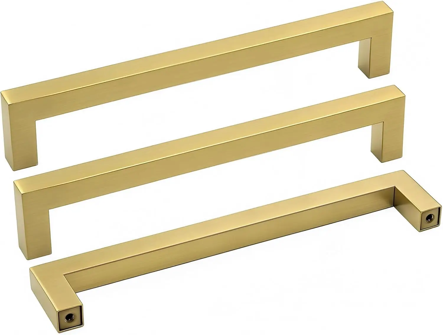 30 Pack 6-1/4 inch Hole Center Brushed Gold Cabinet Drawer Pulls Modern Square Furniture Hardware Handles With Screws Easy Insta
