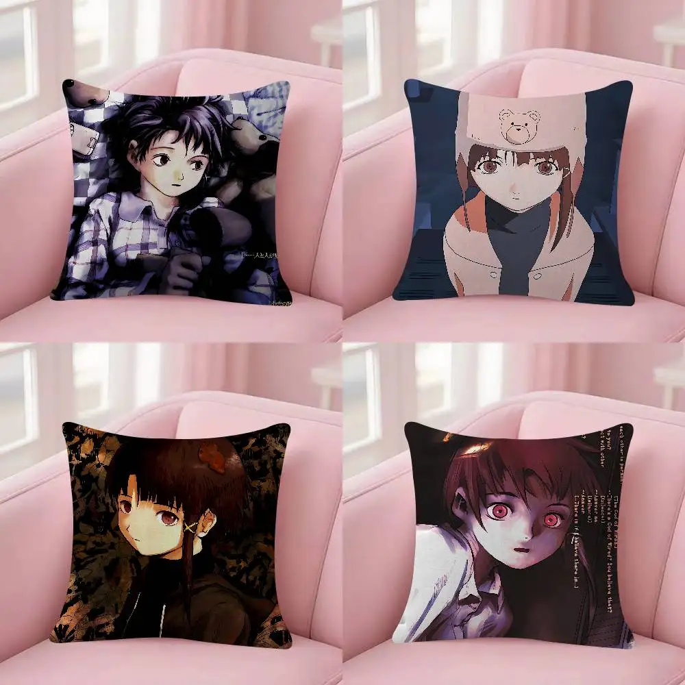 Serial E-Experiments L-Lain Anime Cushion Cover Soft Decorative Square Cushion Covers 45x45cm Pillowcases Sofa Couch Bedroom