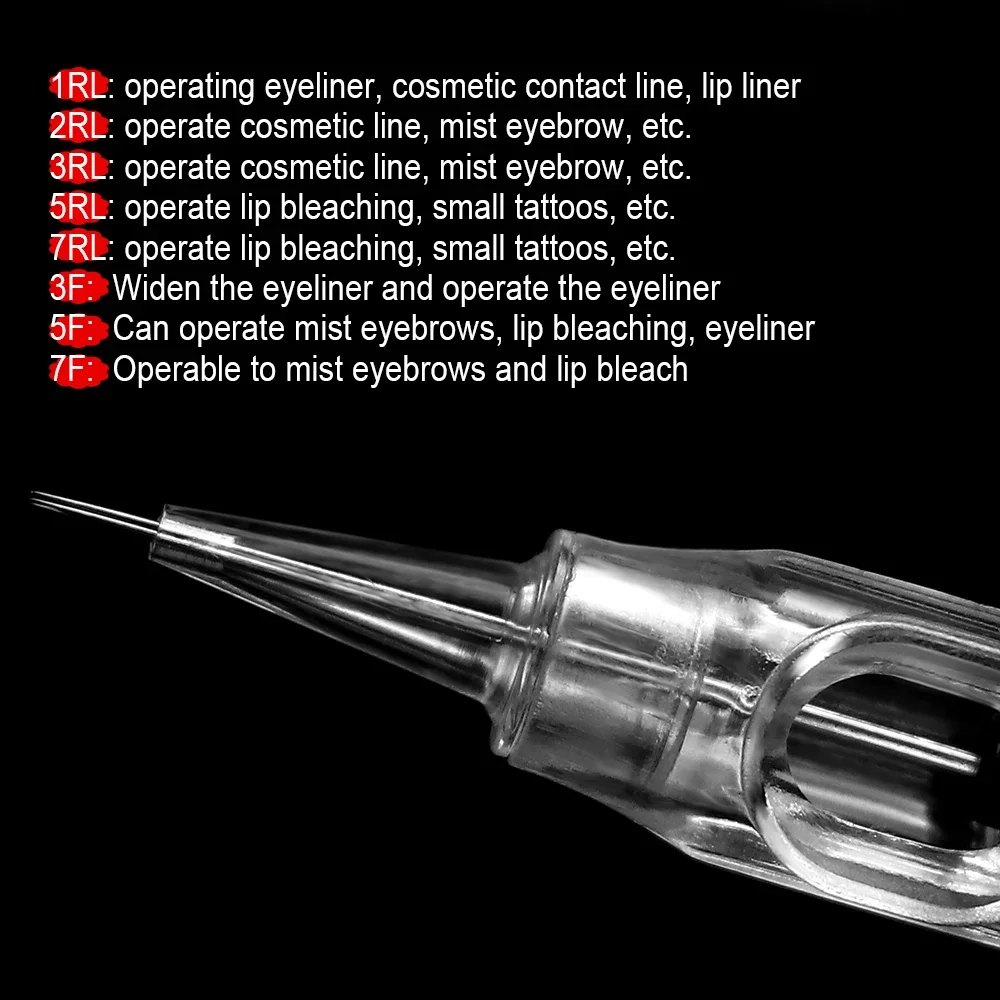 10/20/50/100Pcs Eyebrow Lip Machine Sterile Tattoo Cartridge Needles Tattoo Lips 1RL/2RL/3RL/5RL/7RL/3F for Permanent Makeup Pen