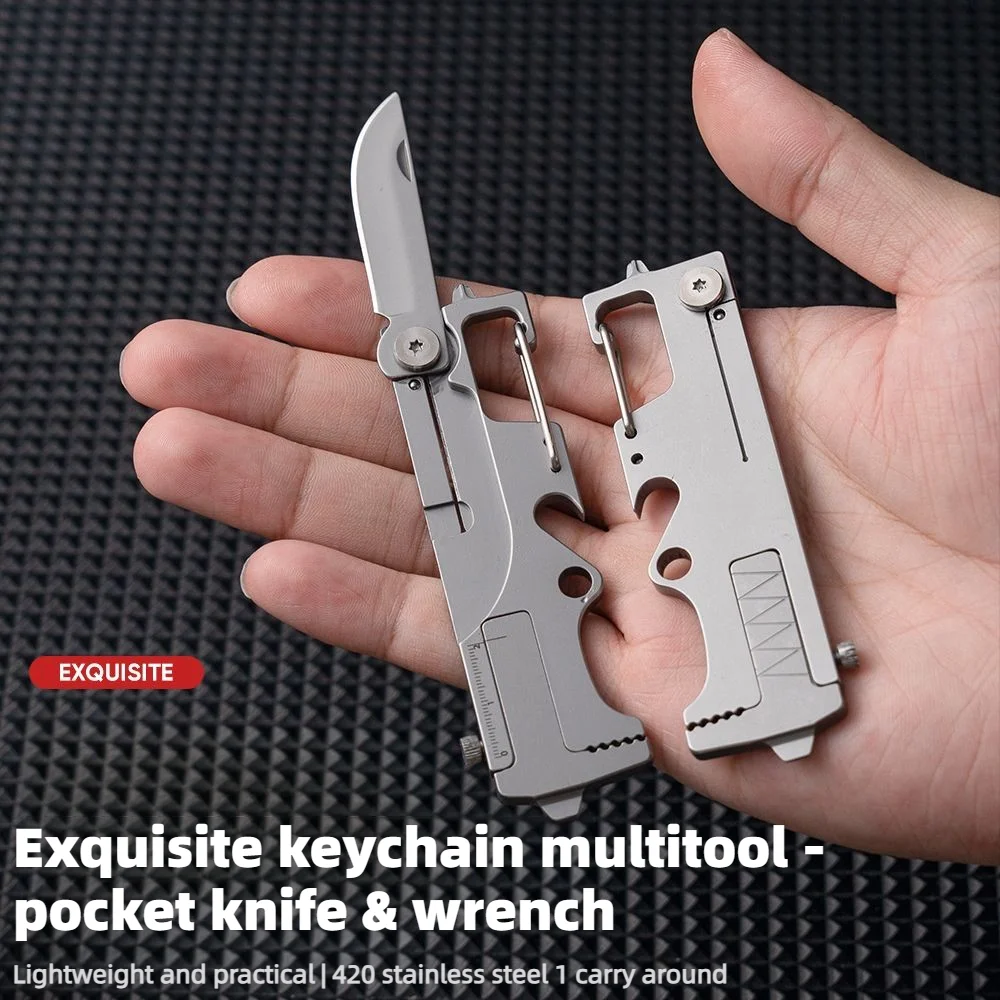 9 in 1 Multi Functional Stainless Steel Utility Unboxing Knife Small Wrench Sharp Portable Paper Cutter Ruler Pry Bar EDC Tool