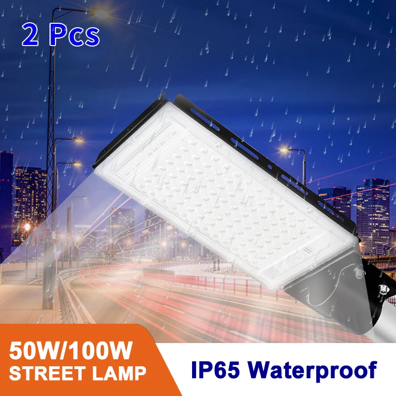 50w 100w Led Street Light Aluminum Flood Lamp Waterproof Outdoor Parking Lighting 220v Exterior Pool Street Lamp for Yard Square