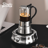 Bincoo Two Person 120ml Mocha Pot Visible Glass Türkiye Coffee Pot Electric Ceramic Stove Heating Concentration Extraction Pot