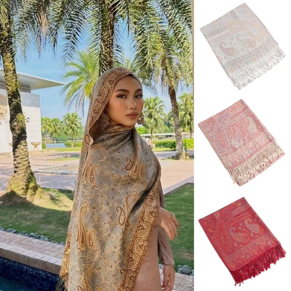 

Soft Luxury Brand Autumn Cashmere Shawl 200×70cm Tassel Turban Head Wraps Long Muslim Bohemia Hijab Scarf Women Headband